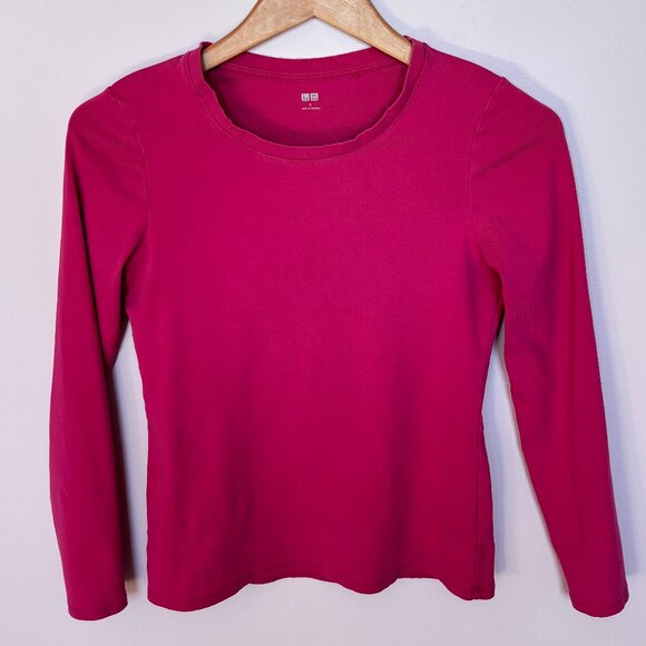 Uniqlo Long-Sleeve Crew Neck T-Shirt in Pink - Picture 1 of 5